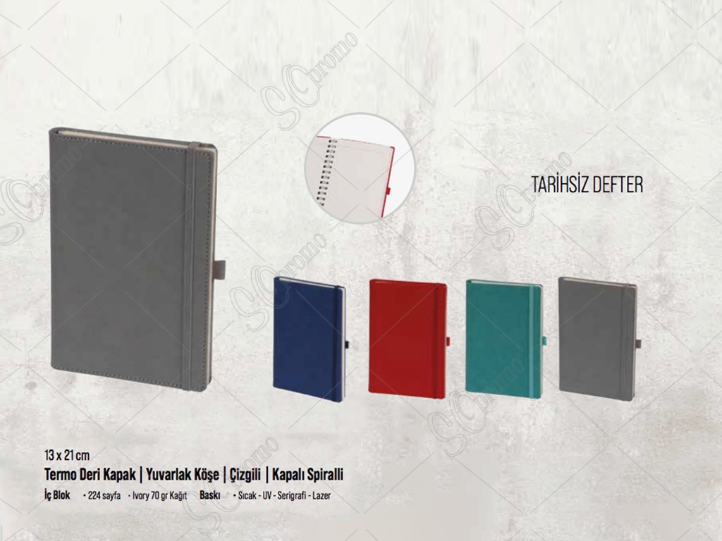 Tarihsiz Defter Kapalı Spiralli