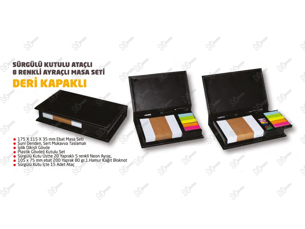 Sürgülü Kutulu Ataçlı 8 Renkli Ayraçlı Masa Seti