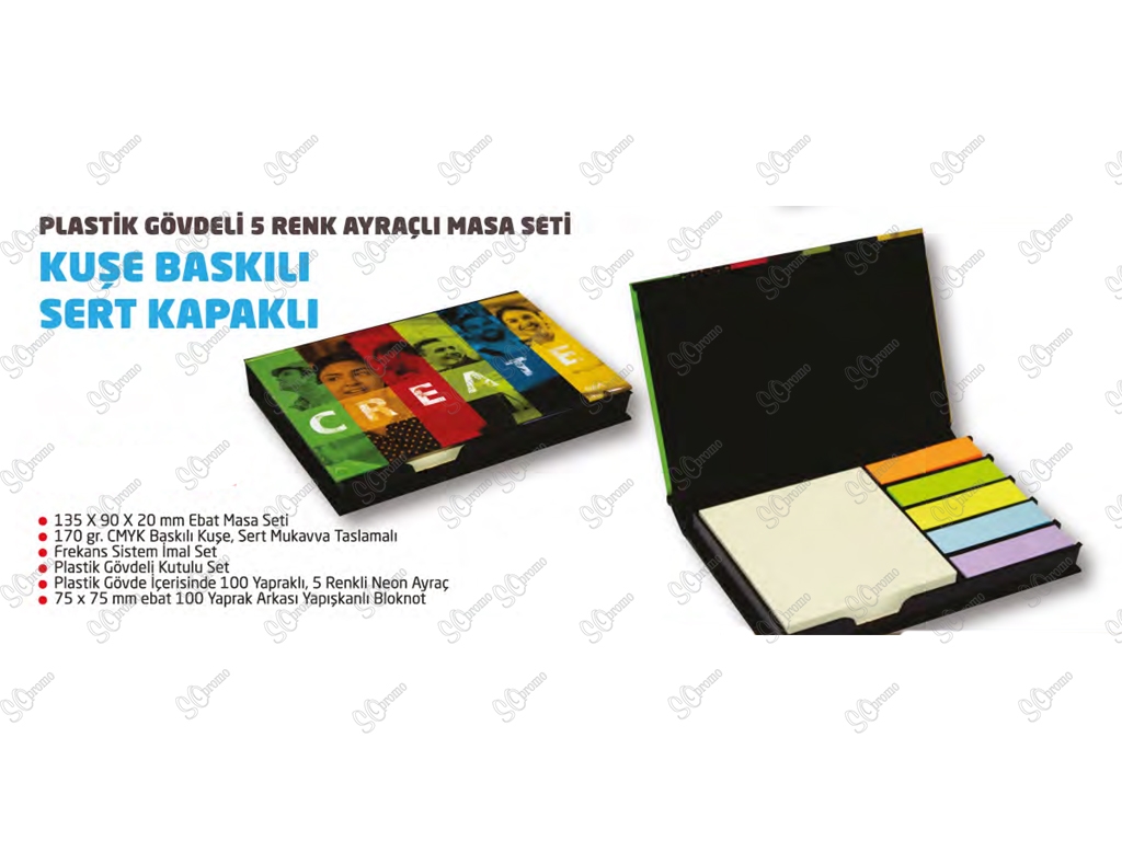 Plastik Gövdeli 5 Renk Ayraçlı Masa Seti